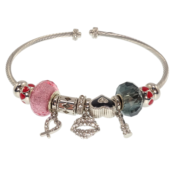 Браслет Xuping QQMM Родій У стилі Pandora Жорсткий браслет з декоративними намистинами ø 6,5см фото №2