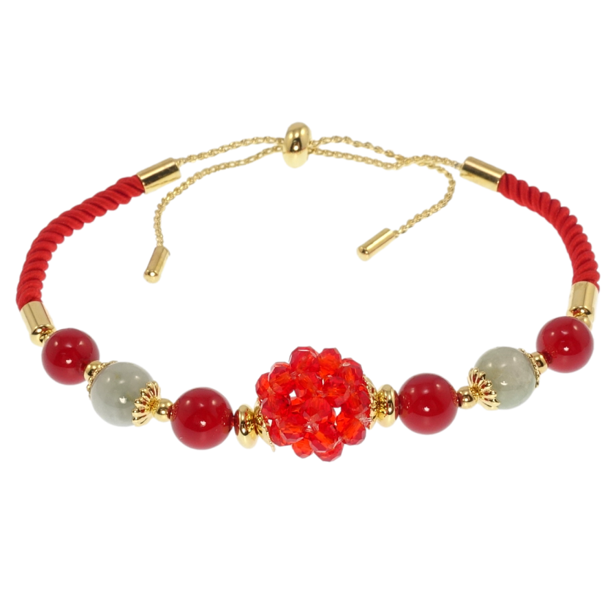 Браслет Xuping Позолота 14K Червоний шнур з намистинами розмір на затяжці 14-24см х 3мм фото №1 Браслет Xuping Позолота 14K Червоний шнур з намистинами розмір на затяжці 14-24см х 3мм фото №1