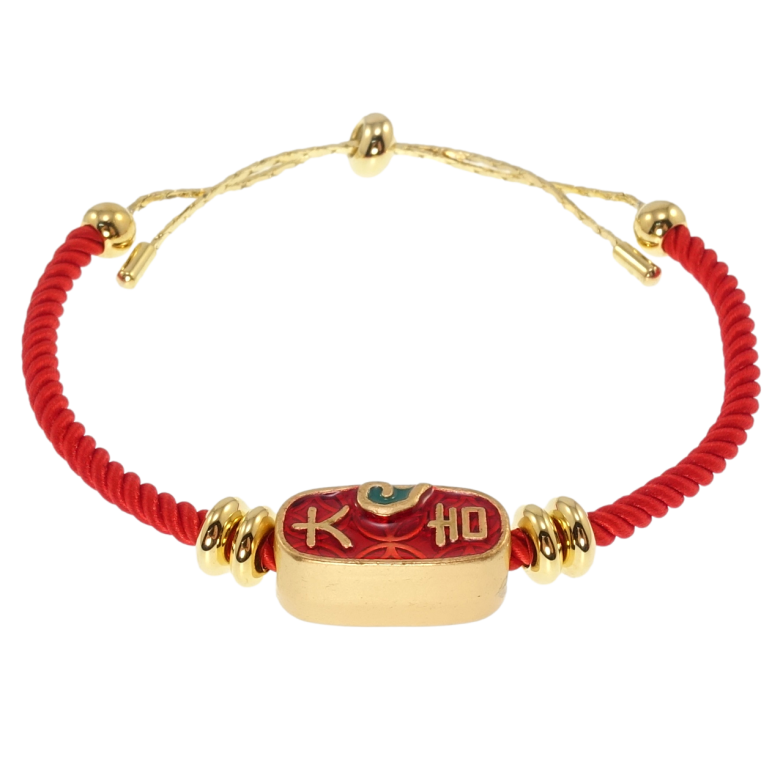 Браслет Xuping Позолота 14K Красный шнур с декоративной бусиной размер на затяжке 12-22см х 3мм фото №1