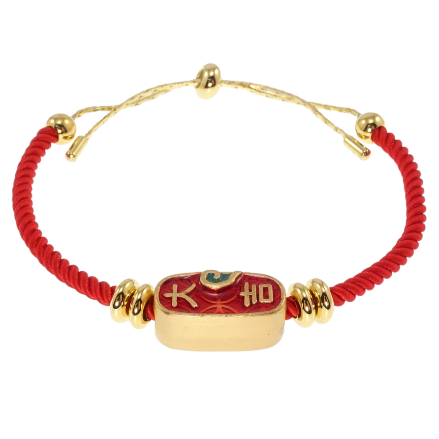 Браслет Xuping Позолота 14K Красный шнур с декоративной бусиной размер на затяжке 12-22см х 3мм фото №1
