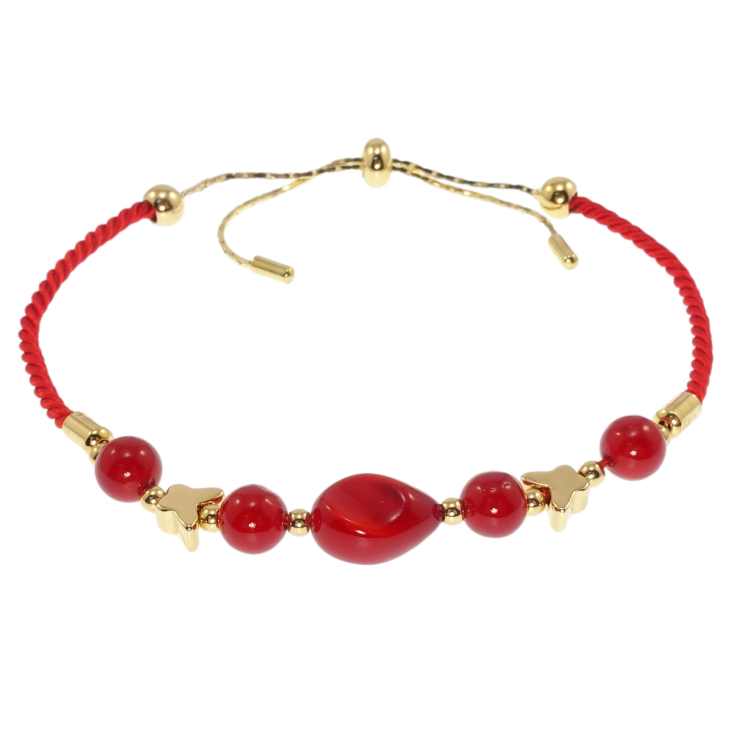 Браслет Xuping Позолота 14K Червоний шнур з намистинами розмір на затяжці 15-25см х 2мм фото №22 Браслет Xuping Позолота 14K Червоний шнур з намистинами розмір на затяжці 15-25см х 2мм фото №22