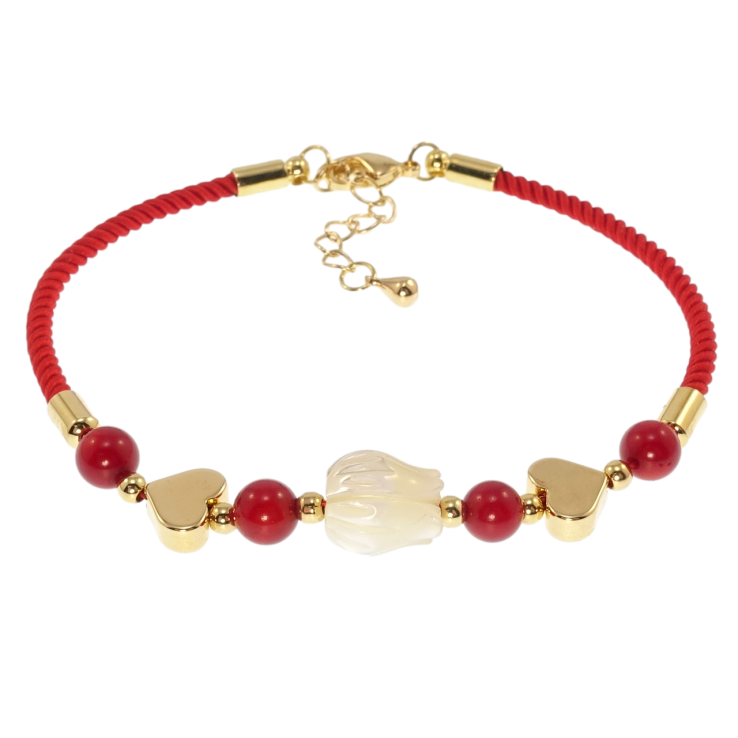 Браслет Xuping Позолота 14K Червоний шнур з намистинами розмір з доп.ланцюжком 17,5-20,5см х 2мм фото №20 Браслет Xuping Позолота 14K Червоний шнур з намистинами розмір з доп.ланцюжком 17,5-20,5см х 2мм фото №20