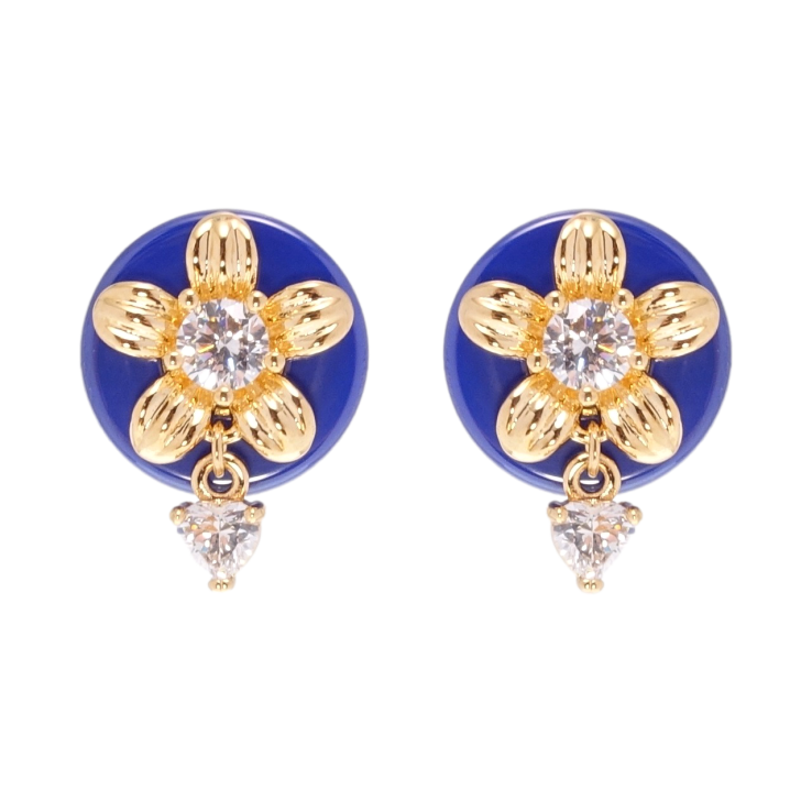 Сережки Xuping Позолота 18K пусети Квіточки на синій кераміці фото №12