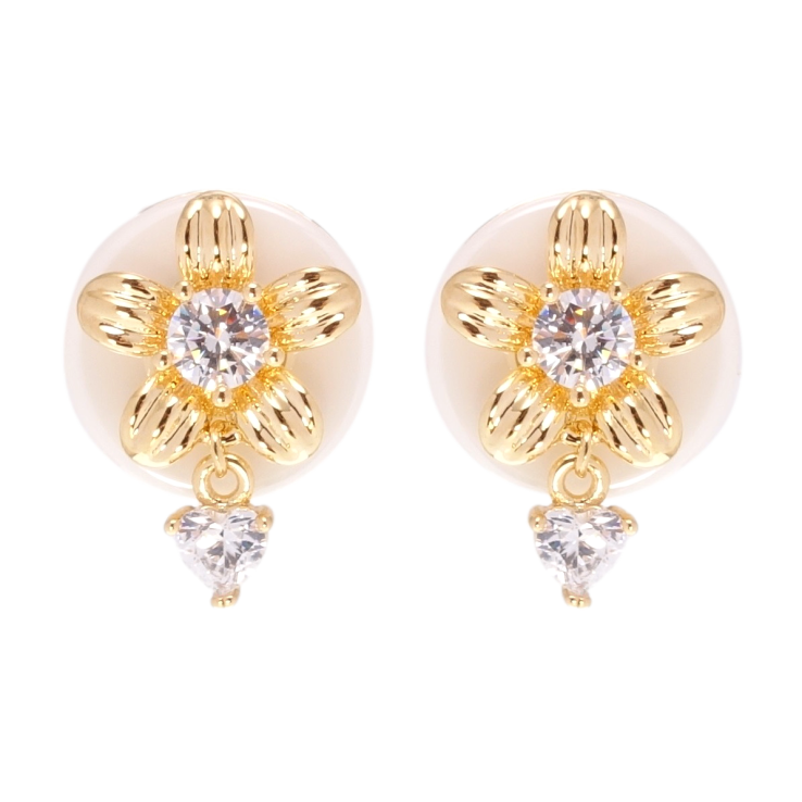 Сережки Xuping Позолота 18K пусети Квіточки на білій кераміці фото №13