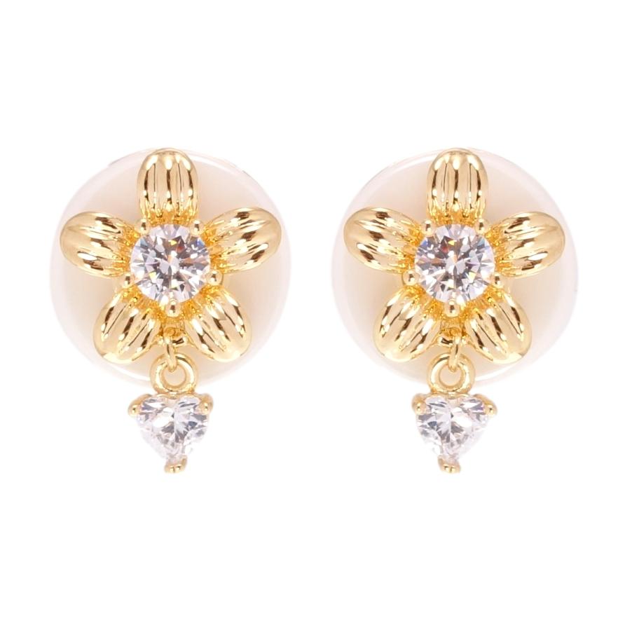 Сережки Xuping Позолота 18K пусети Квіточки на білій кераміці фото №1