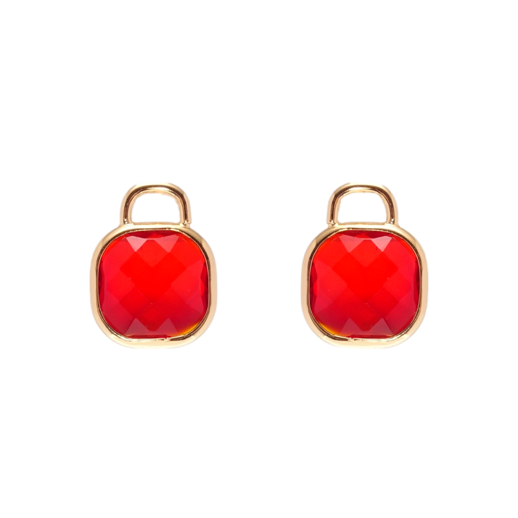 Серьги Xuping Позолота 18K пусеты Замочки красные фианиты фото №22