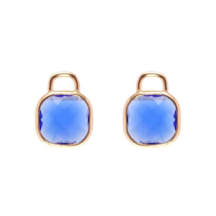 Серьги Xuping Позолота 18K пусеты Замочки синие фианиты фото №21