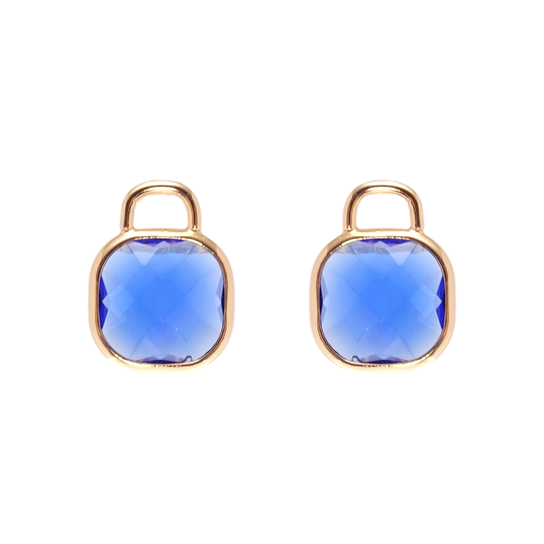 Серьги Xuping Позолота 18K пусеты Замочки синие фианиты фото №1