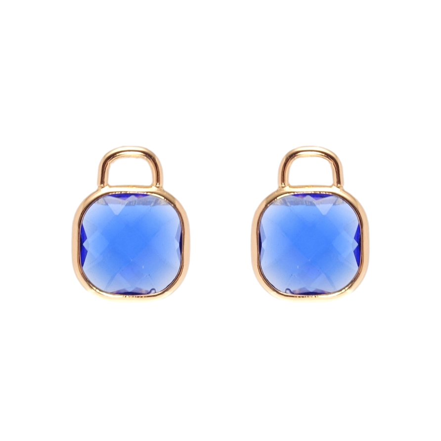 Серьги Xuping Позолота 18K пусеты Замочки синие фианиты фото №1