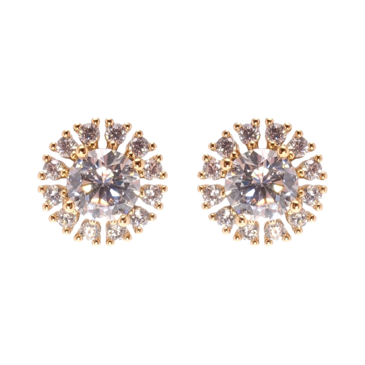 Серьги Xuping Позолота 18K пусеты Инкрустация цирконием ø 11мм фото №4