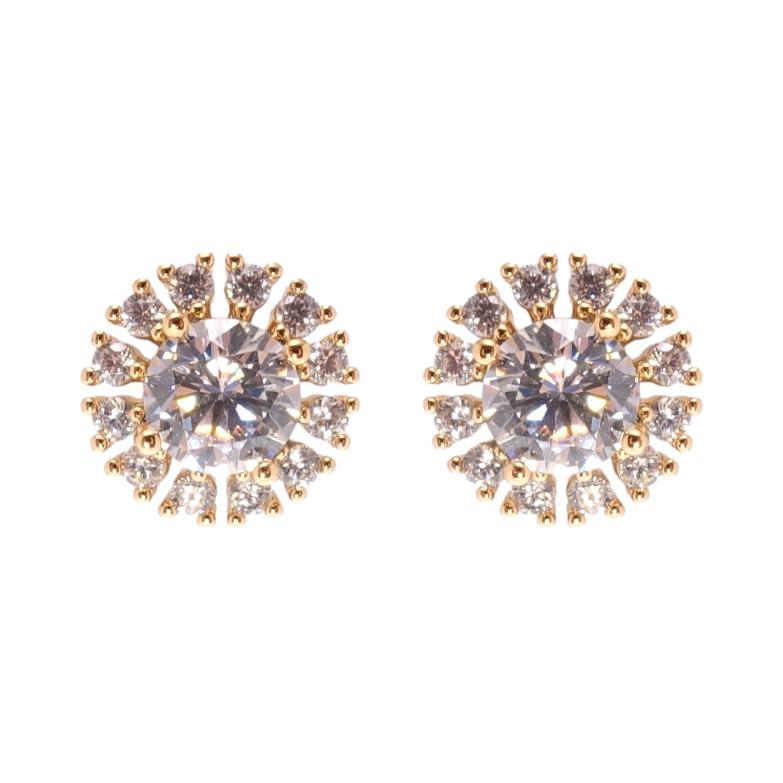 Серьги Xuping Позолота 18K пусеты Инкрустация цирконием ø 11мм фото №8