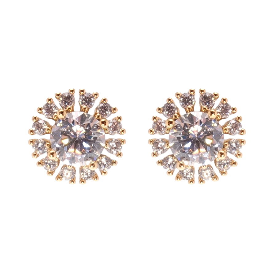 Серьги Xuping Позолота 18K пусеты Инкрустация цирконием ø 11мм фото №1