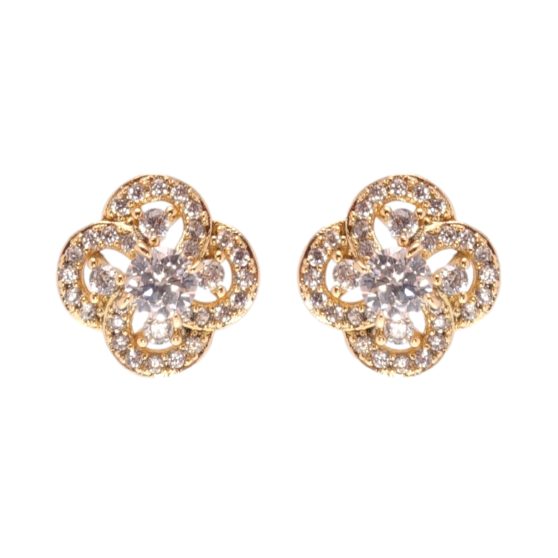 Серьги Xuping Позолота 18K пусеты Цветочки фото №1