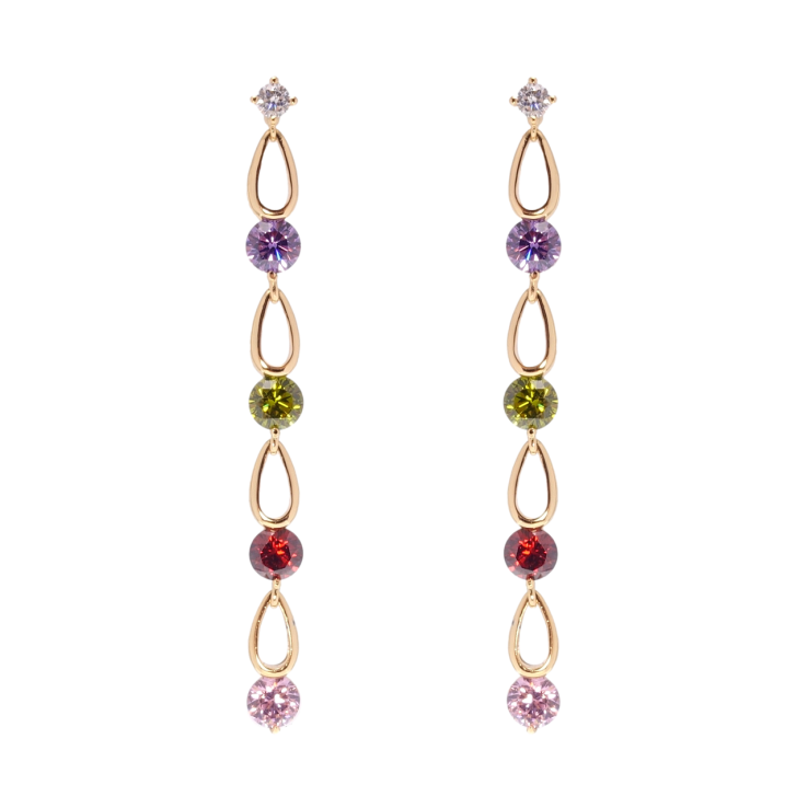 Серьги Xuping Позолота 18K пусеты Подвески с цветными фианитами фото №13