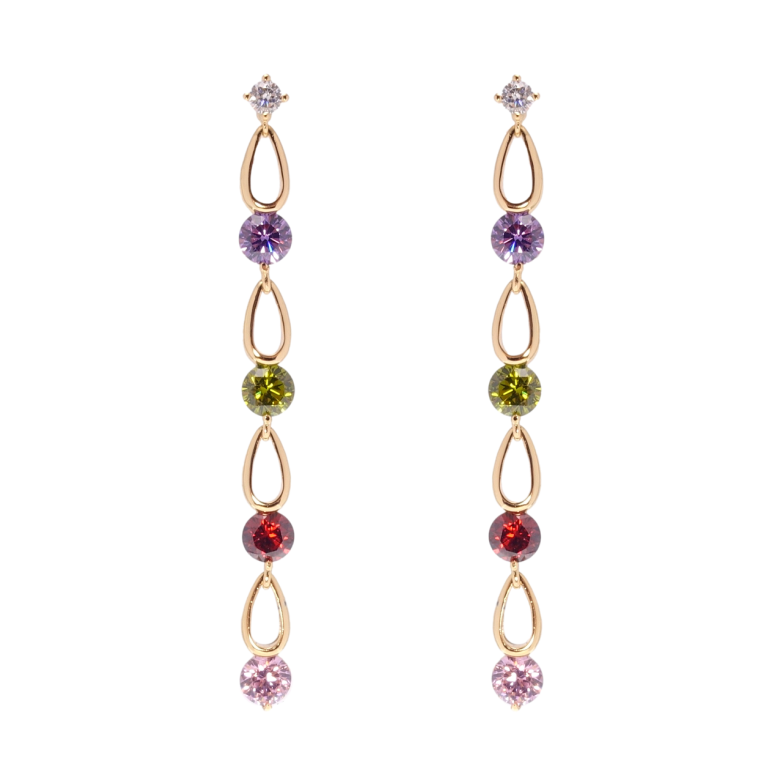Серьги Xuping Позолота 18K пусеты Подвески с цветными фианитами фото №1