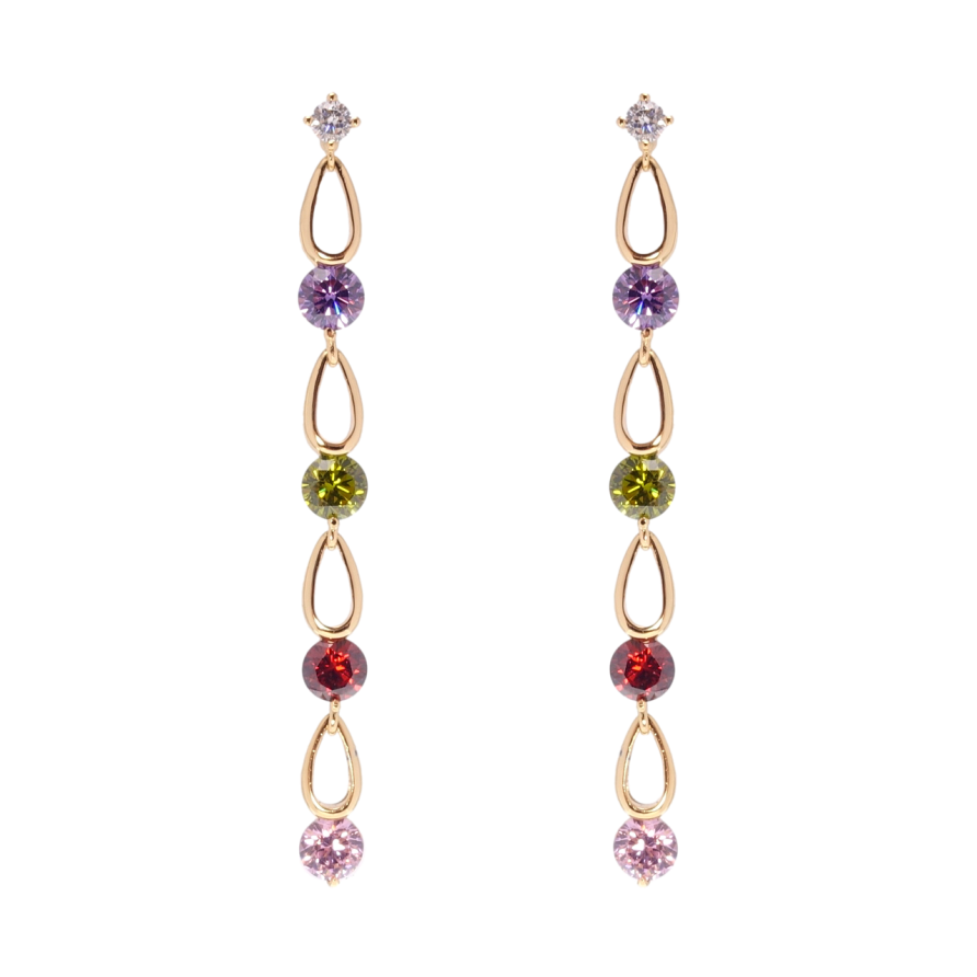 Серьги Xuping Позолота 18K пусеты Подвески с цветными фианитами фото №1
