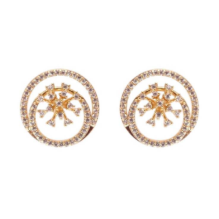 Серьги Xuping Позолота 18K пусеты Инкрустация цирконий ø 14мм фото №2