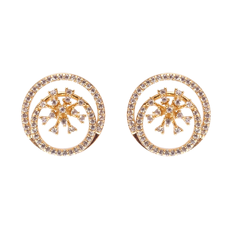 Серьги Xuping Позолота 18K пусеты Инкрустация цирконий ø 14мм фото №1