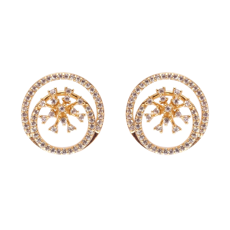 Серьги Xuping Позолота 18K пусеты Инкрустация цирконий ø 14мм фото №1