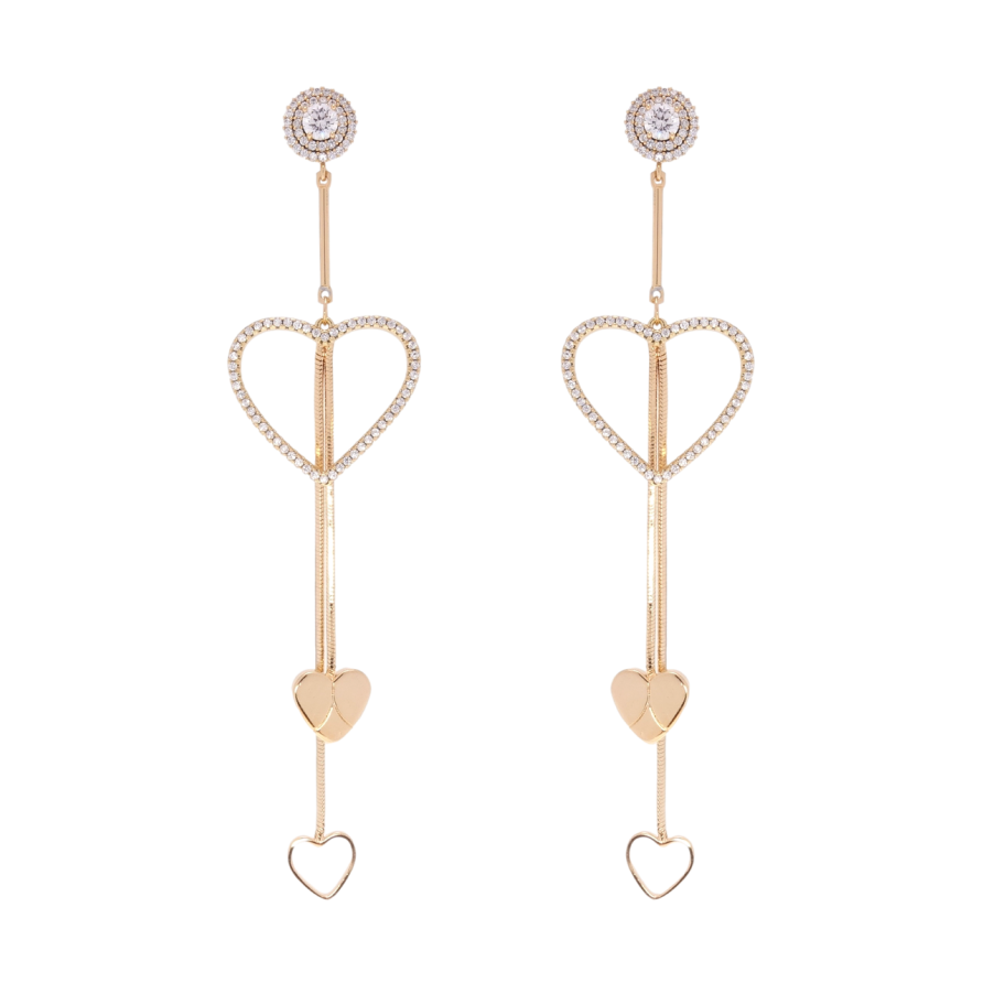 Серьги Xuping Позолота 18K пусеты Сердечки фото №1