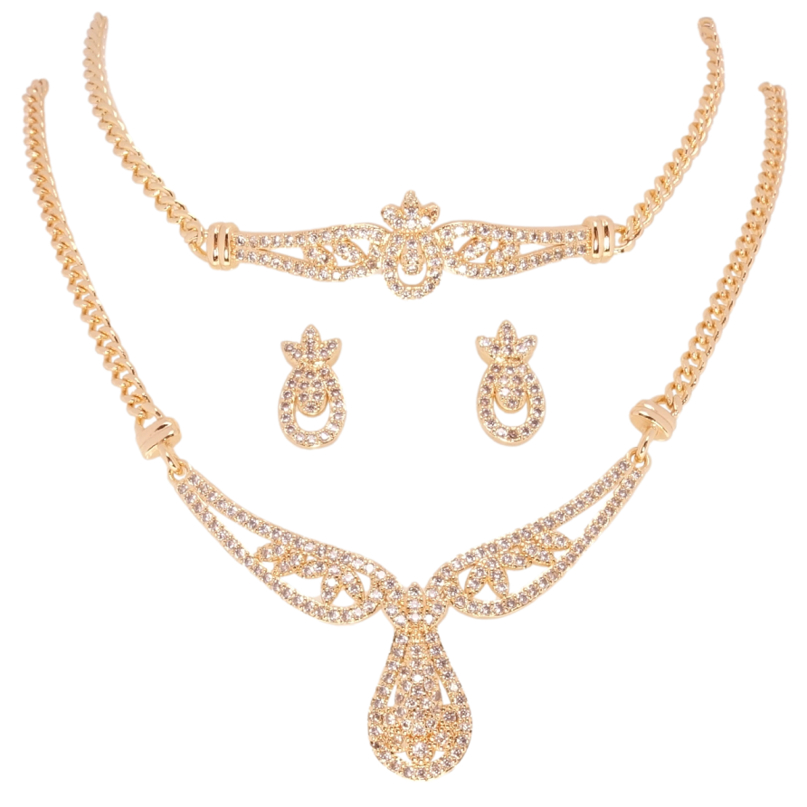 Набір Xuping M&L Колір 18K Сережки Кольє Браслет, розмір КЛ 39,5-44,5см, БР 19-22см х 3мм фото №1