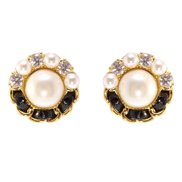 Сережки Xuping QQMM Позолота 14K пусети Перлинні каблучки з фіанітами фото №11