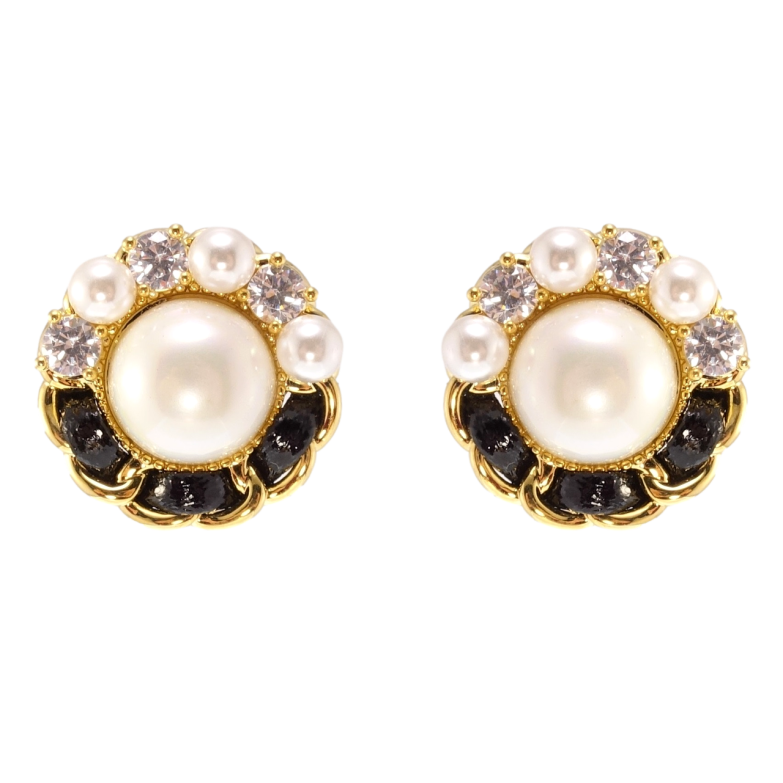 Серьги Xuping QQMM Позолота 14K пусеты Жемчужные колечки с фианитами фото №1