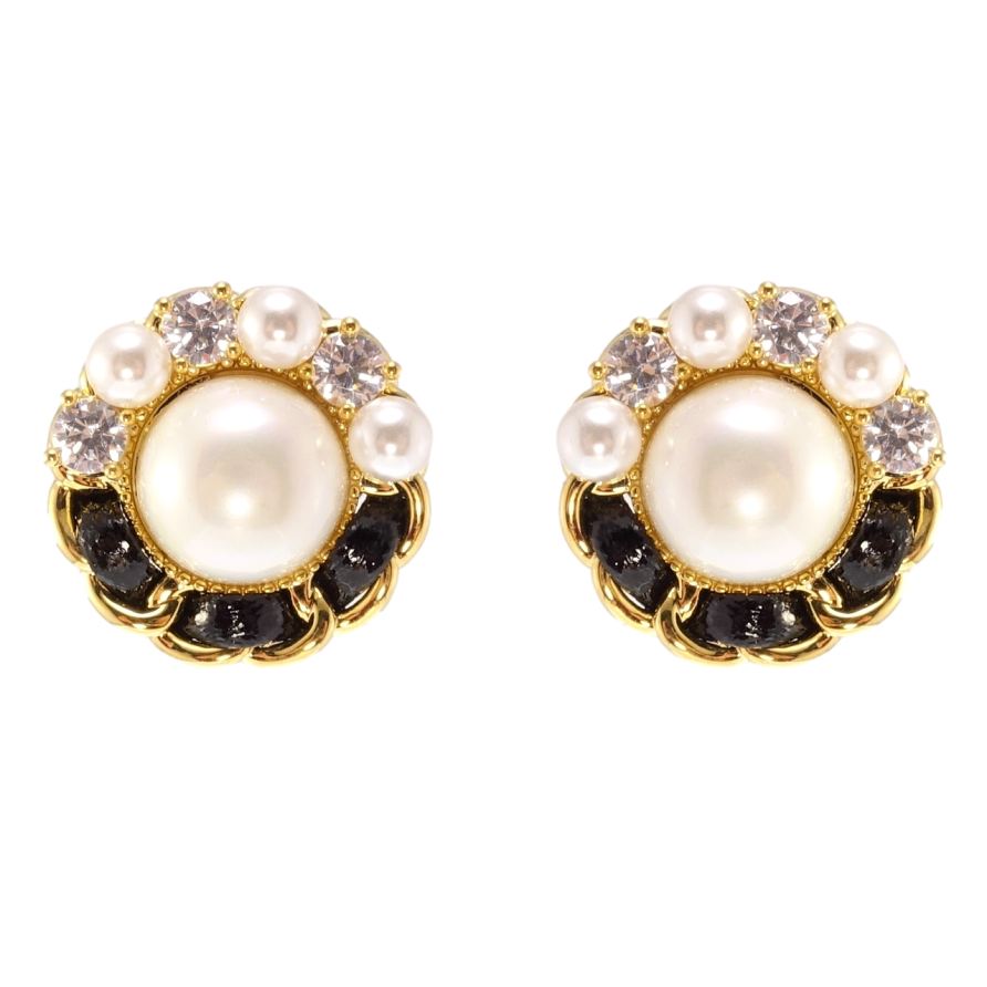 Сережки Xuping QQMM Позолота 14K пусети Перлинні каблучки з фіанітами фото №1