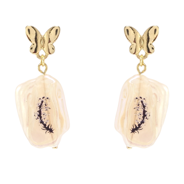 Сережки Xuping QQMM Позолота 14K пусети Метелики з підвісками із пластику фото №2