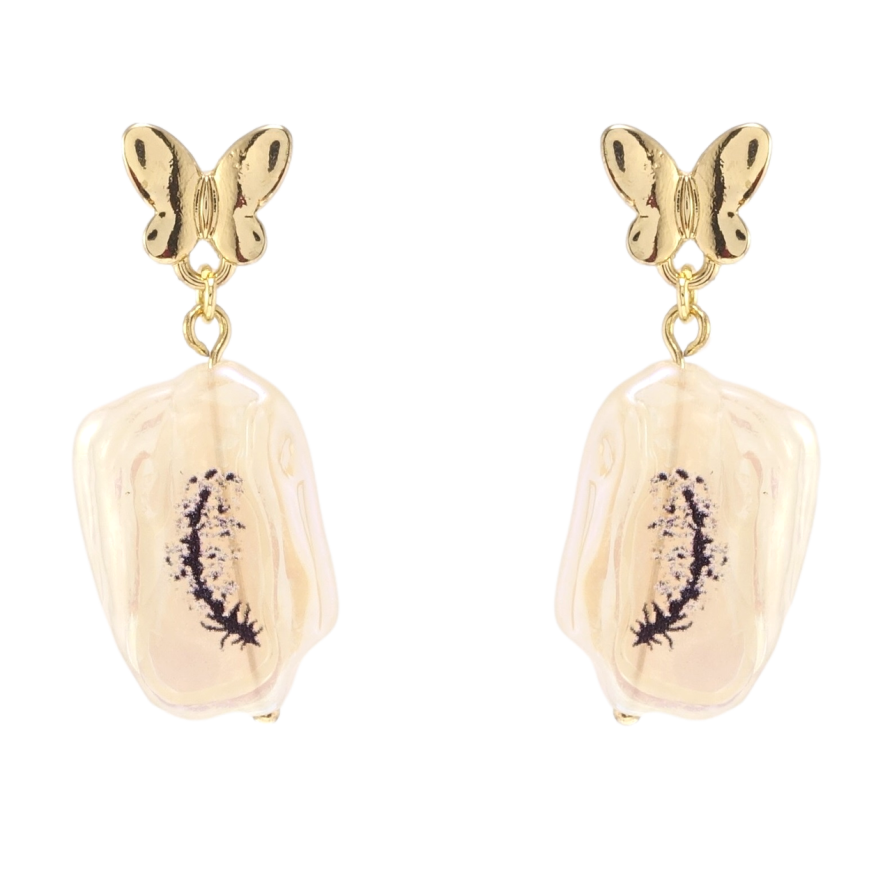 Серьги Xuping QQMM Позолота 14K пусеты Бабочки с подвесками из пластика фото №1