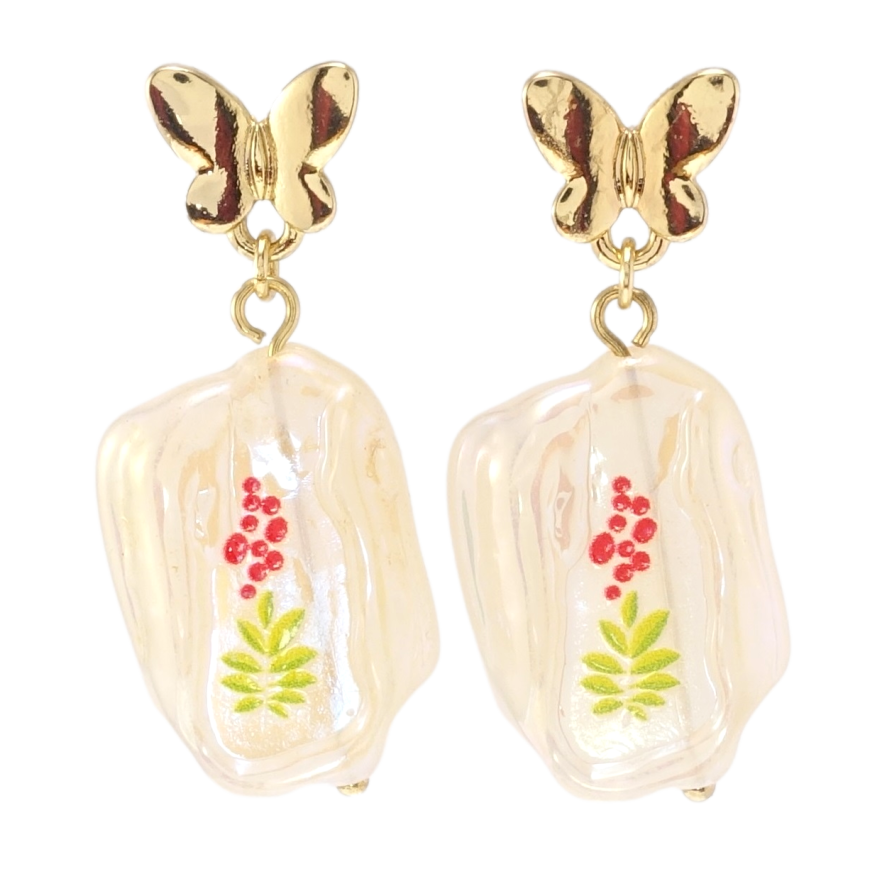 Серьги Xuping QQMM Позолота 14K пусеты Бабочки с подвесками из пластика на одну фото №1