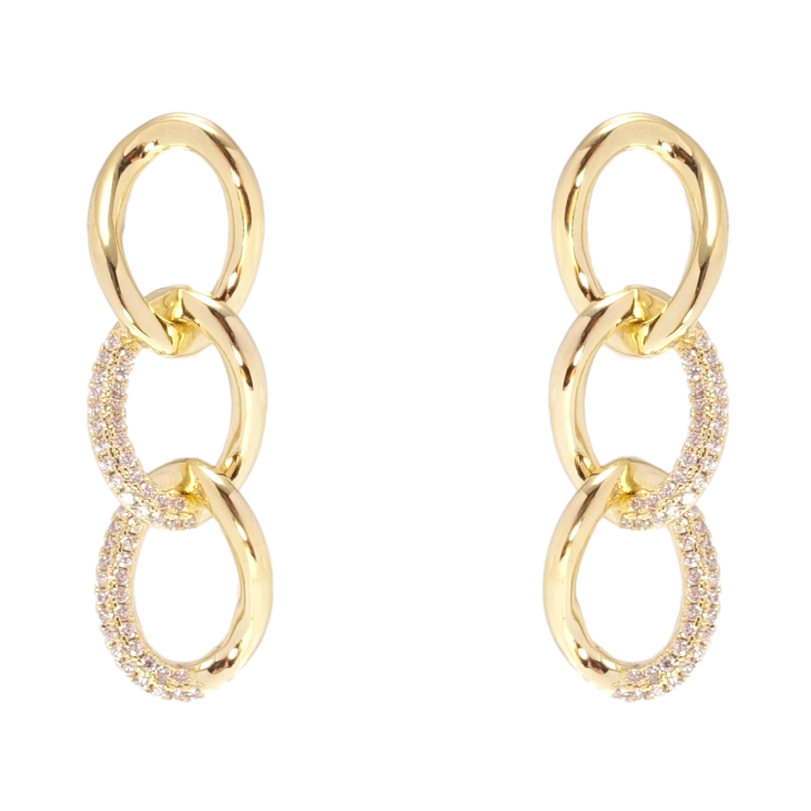 Сережки Xuping QQMM Позолота 14K пусети Ланцюжок з цирконієм фото №7