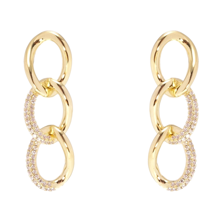 Сережки Xuping QQMM Позолота 14K пусети Ланцюжок з цирконієм фото №1