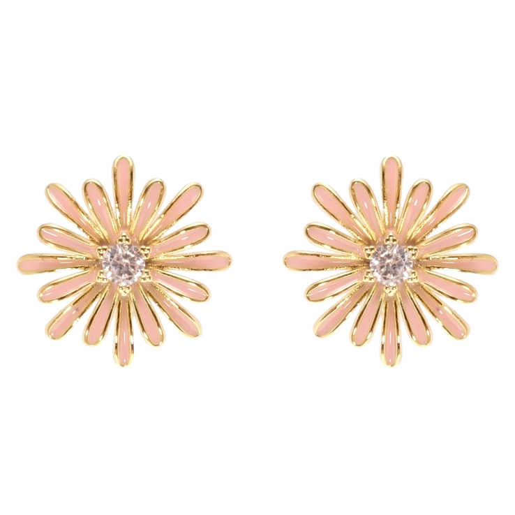 Сережки Xuping QQMM Позолота 14K пусети Квіточки з емаллю та цирконієм фото №22