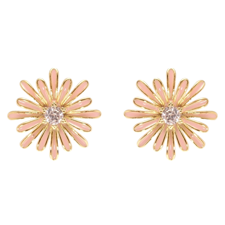 Сережки Xuping QQMM Позолота 14K пусети Квіточки з емаллю та цирконієм фото №1