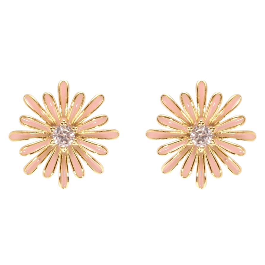 Сережки Xuping QQMM Позолота 14K пусети Квіточки з емаллю та цирконієм фото №1