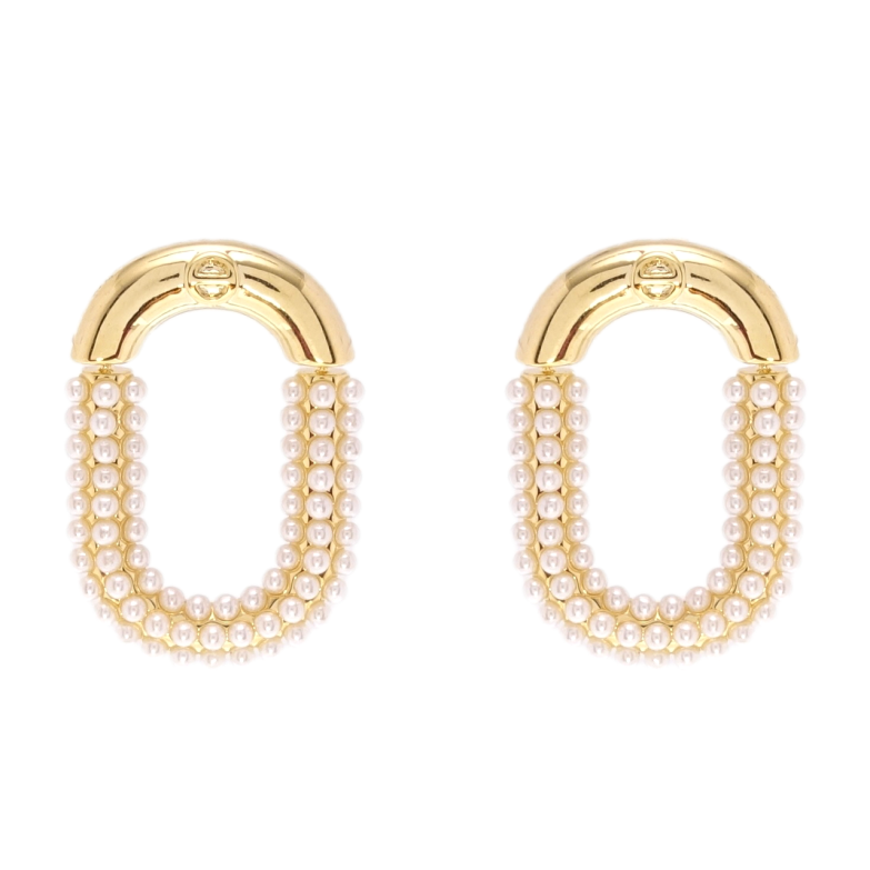 Сережки Xuping QQMM Позолота 14K пусети Овали з перлинами фото №1