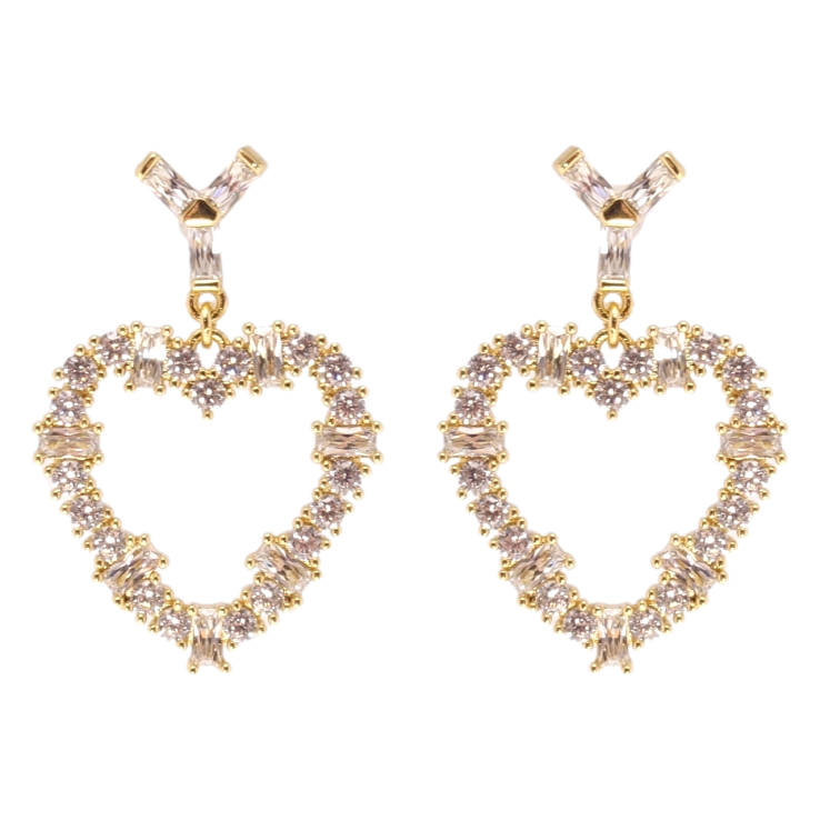Сережки Xuping QQMM Позолота 14K пусети Серце інкрустація цирконієм фото №23