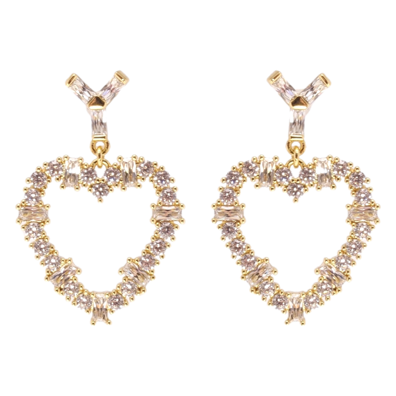 Сережки Xuping QQMM Позолота 14K пусети Серце інкрустація цирконієм фото №18