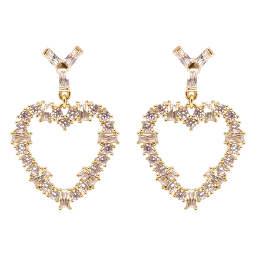 Сережки Xuping QQMM Позолота 14K пусети Серце інкрустація цирконієм фото №1