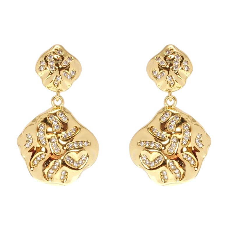 Серьги Xuping QQMM Позолота 14K пусеты Подвески инкрустация цирконием фото №1