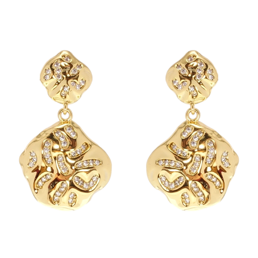 Сережки Xuping QQMM Позолота 14K пусети Підвіски інкрустація цирконієм фото №1