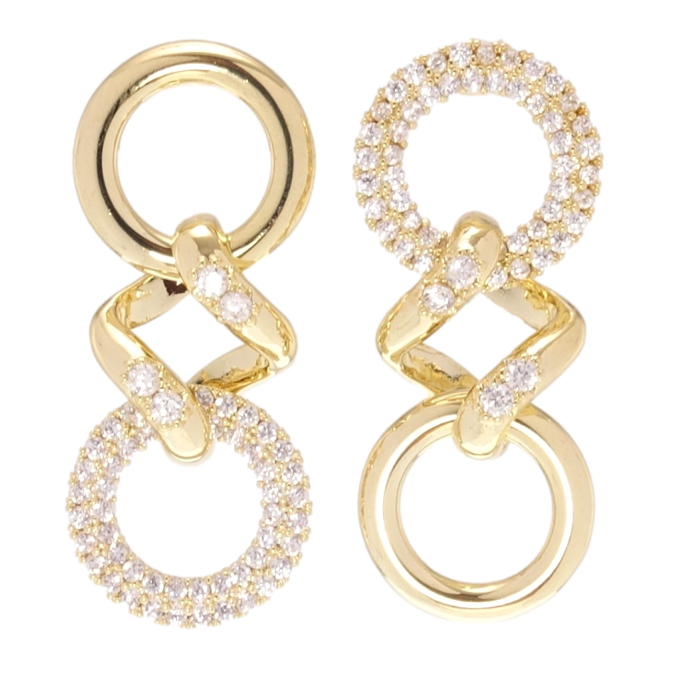 Сережки Xuping QQMM Позолота 14K пусети Асиметричні підвіски з цирконієм фото №15