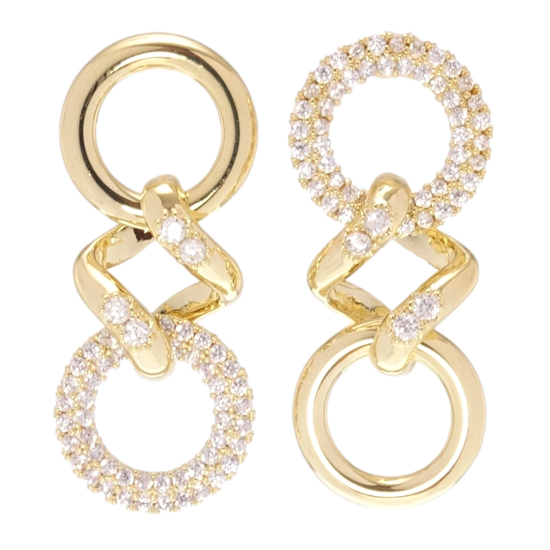Сережки Xuping QQMM Позолота 14K пусети Асиметричні підвіски з цирконієм фото №1