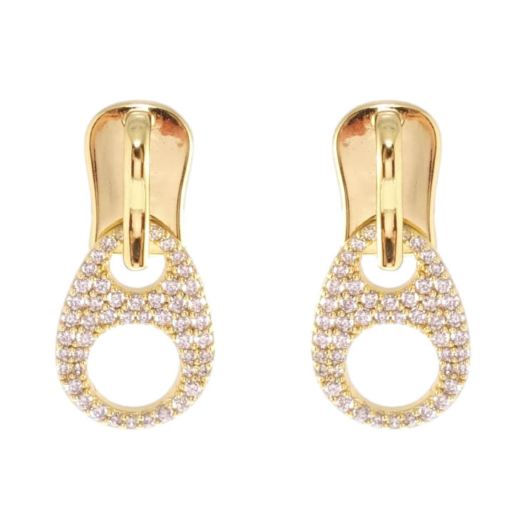 Сережки Xuping QQMM Позолота 14K пусети Замочки інкрустація цирконієм фото №5