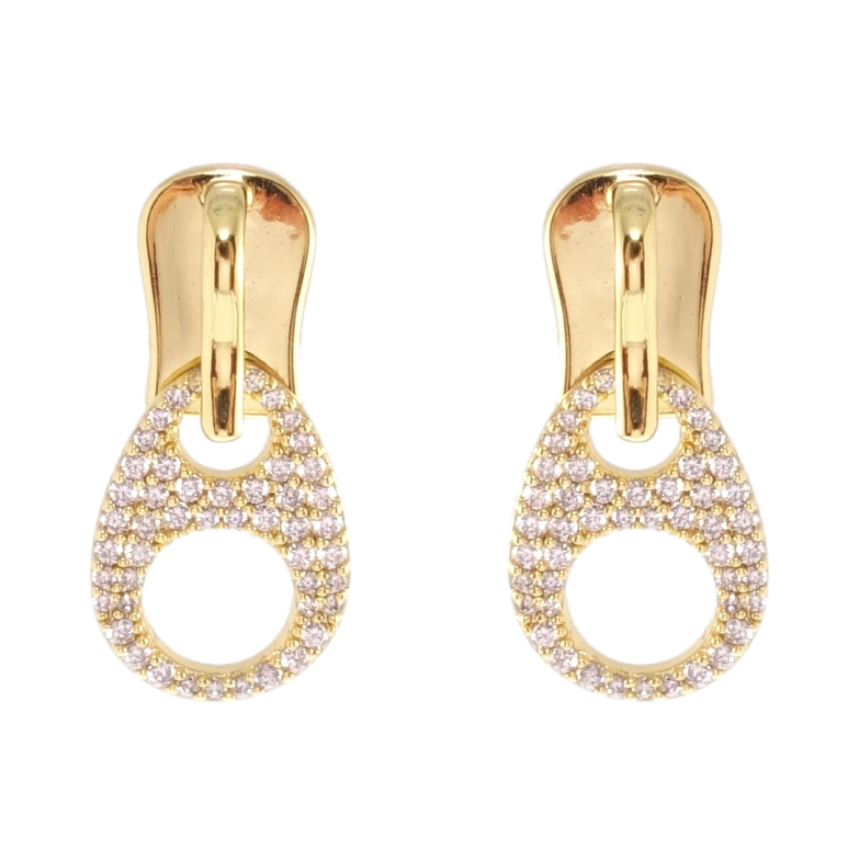 Серьги Xuping QQMM Позолота 14K пусеты Замочки инкрустация цирконием фото №8