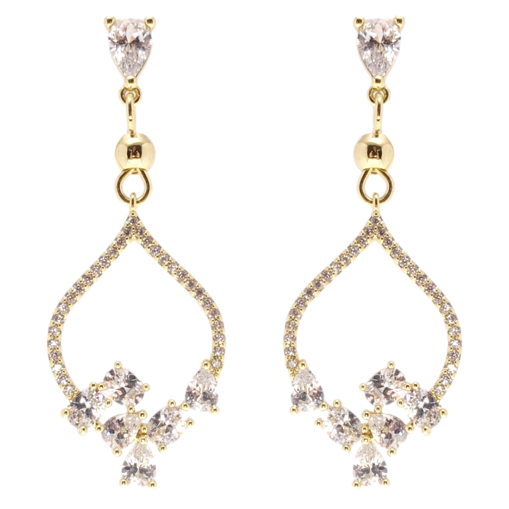 Сережки Xuping QQMM Позолота 14K пусети Підвіски інкрустація цирконієм фото №21