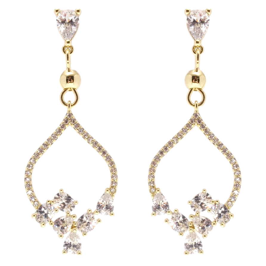 Сережки Xuping QQMM Позолота 14K пусети Підвіски інкрустація цирконієм фото №1