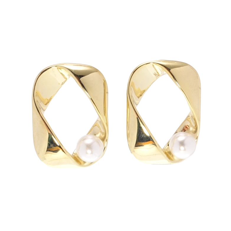 Серьги Xuping QQMM Позолота 14K пусеты Фигурные с жемчужинами на одну сторону фото №1