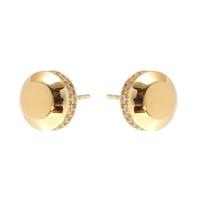 Серьги Xuping QQMM Позолота 14K пусеты Круги инкрустация цирконием ø 10мм фото №7